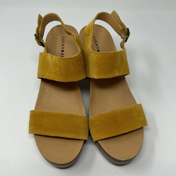 Brand New! Lucky 🍀 Brand Yellow Leather Heeled Sandals SIZE 8.5M/39 - Picture 11 of 13